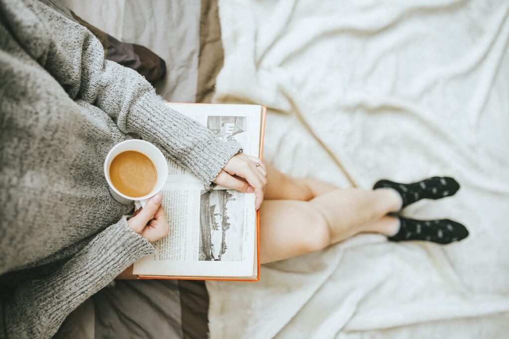 Tea and book in bed